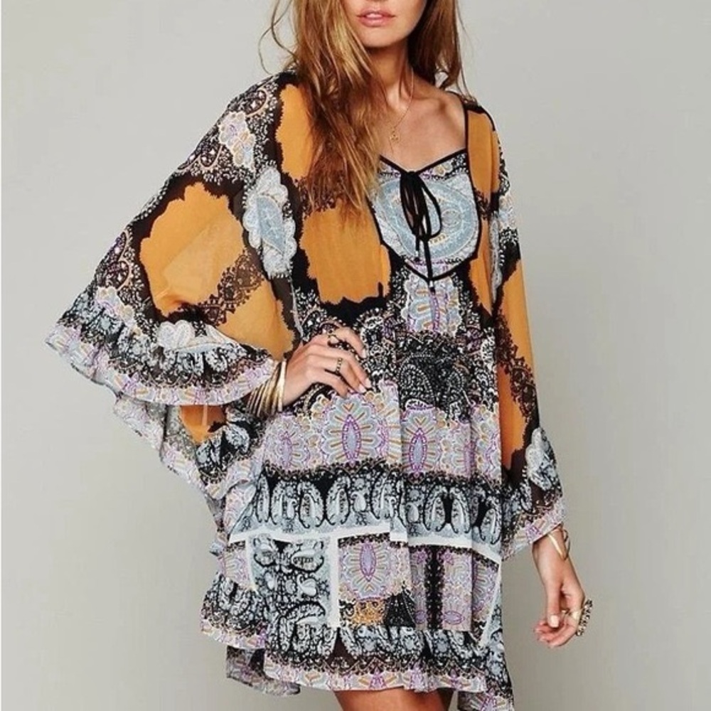 Free People Marla Dreams Butterfly Cape Mini Dress size S